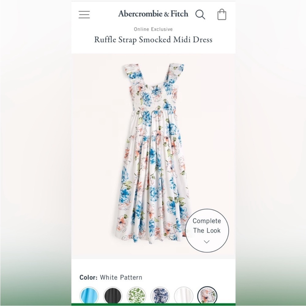 NWT Abercrombie & Fitch Ruffle Strap Smocked Floral  Midi Dress Size XS - Picture 2 of 8